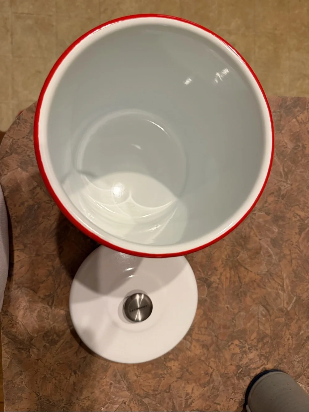 Le Creuset Red and White Enamel Pet Canister